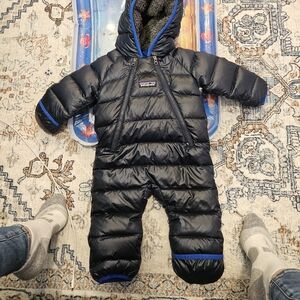 Patagonia Black and Blue Infant Snowsuit